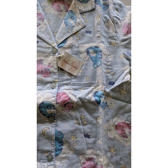 Intimate Essentials Cat On Cloud Print 2 Pc Capri Pajama Set Cotton Knit Size M - Picture 6 of 10